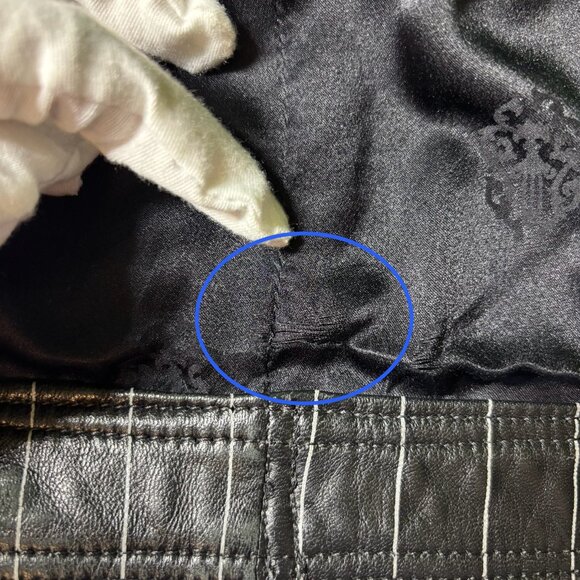 Chrome Hearts Black Leather Jean Jacket w/ White Pinstripe (Vintage) - Picture 12 of 14